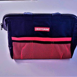 CRAFTSMAN  12" x 9" x 8" Red-Black Canvas Tool Bag / Tote ~ 6 Ext Pockets ~ NEW!